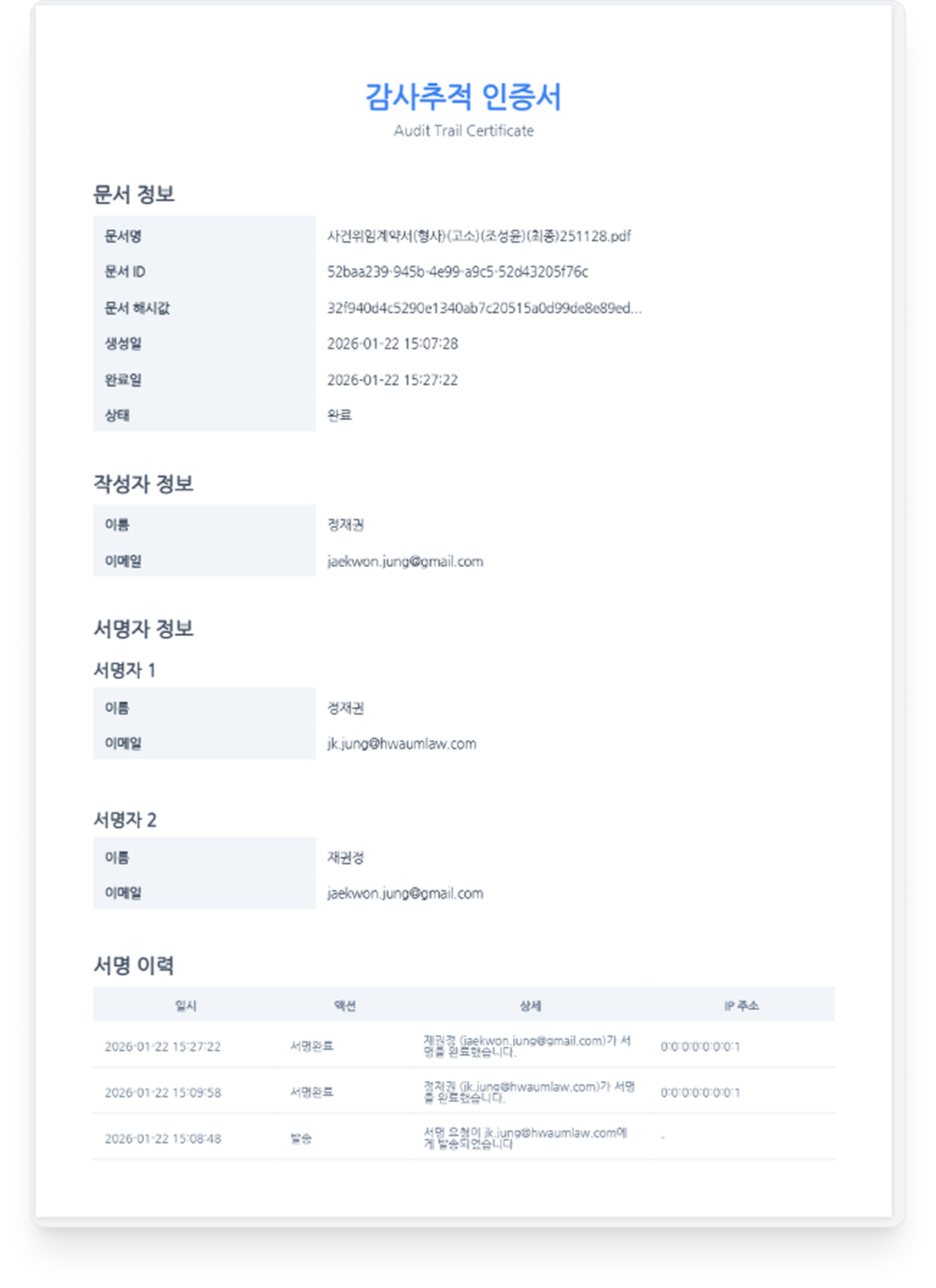 감사추적 인증서